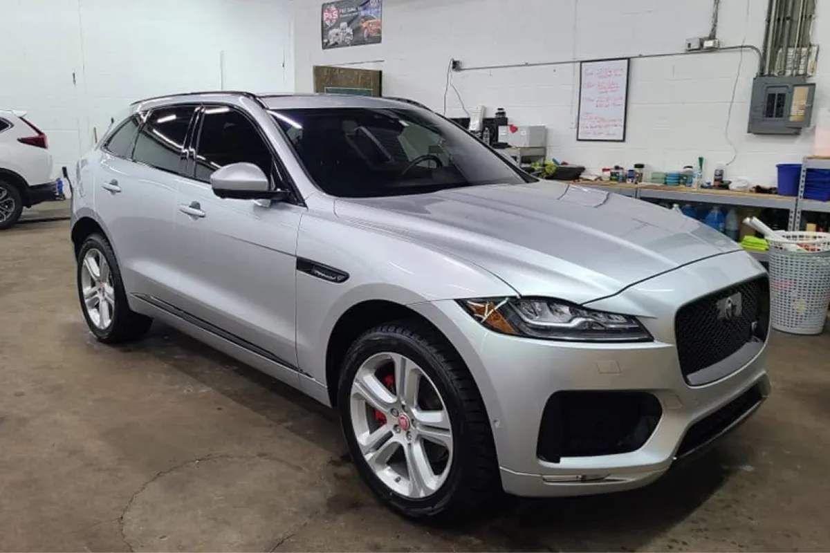 Silver SUV with a glossy ceramic coating finish.