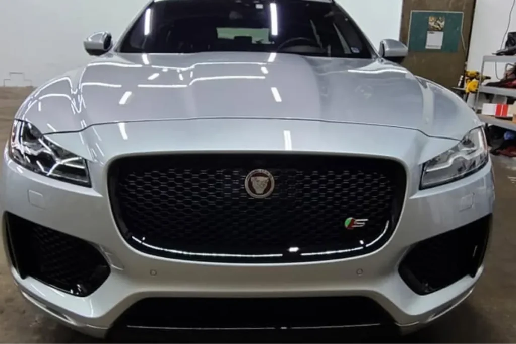 Front view of a silver SUV with ceramic coating.
